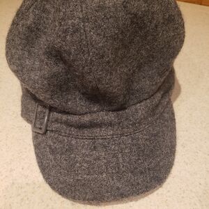 Womens Dark Gray Wool-Blend Newsboy Cap